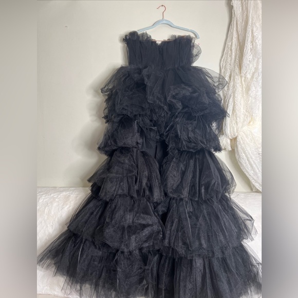 Anthropologie Morphine Fashion Madonna Strapless Tiered Tulle Asymmetric Dress - Picture 4 of 8